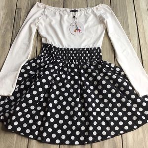 New With Tags-White Polka Dotted Dress